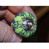 mini boutons en céramique vert et fleur turquoise - argenté