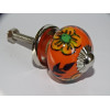 mini boutons en céramique orange et 3 fleurs orange - argenté
