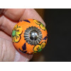 Mini orange Keramikknöpfe und 3 orange blume- silber