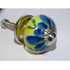 mini bottoni in ceramica gialla e fiore turchese - argento