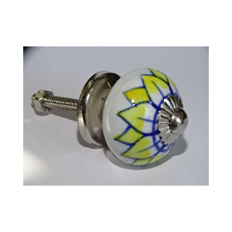 mini ceramic buttons light sunflower flower - silver