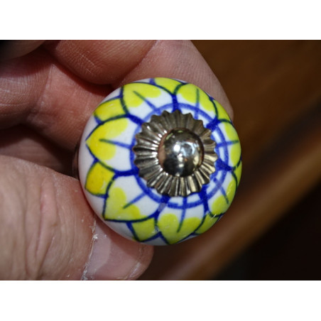 mini botones de cerámica flor de girasol claro - plata