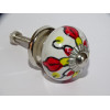 mini botones de cerámica flor roja y amarilla - plata