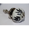 mini botones de cerámica helechos negros - plata