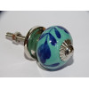 mini bottoni in ceramica verde e fogliame blu oltremare - argento
