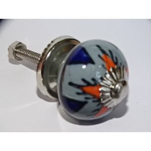 mini boutons en céramique gris et étoile orange - argenté