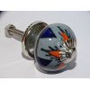 Mini graue Keramikknöpfe und oranger Stern - silber