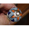 mini gray ceramic buttons and orange star - silver