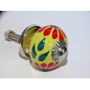 mini boutons en céramique jaune et 2 fleurs rouges - argenté