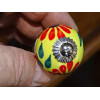 mini yellow ceramic buttons and 2 red flowers - silver