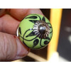 mini buttons in light green ceramic and black foliage - silver