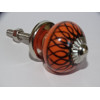 Miniknöpfe aus orangefarbener Keramik und schwarzer Spirale - silber