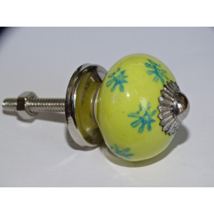 mini boutons en céramique jaune et étoiles turquoise - argenté
