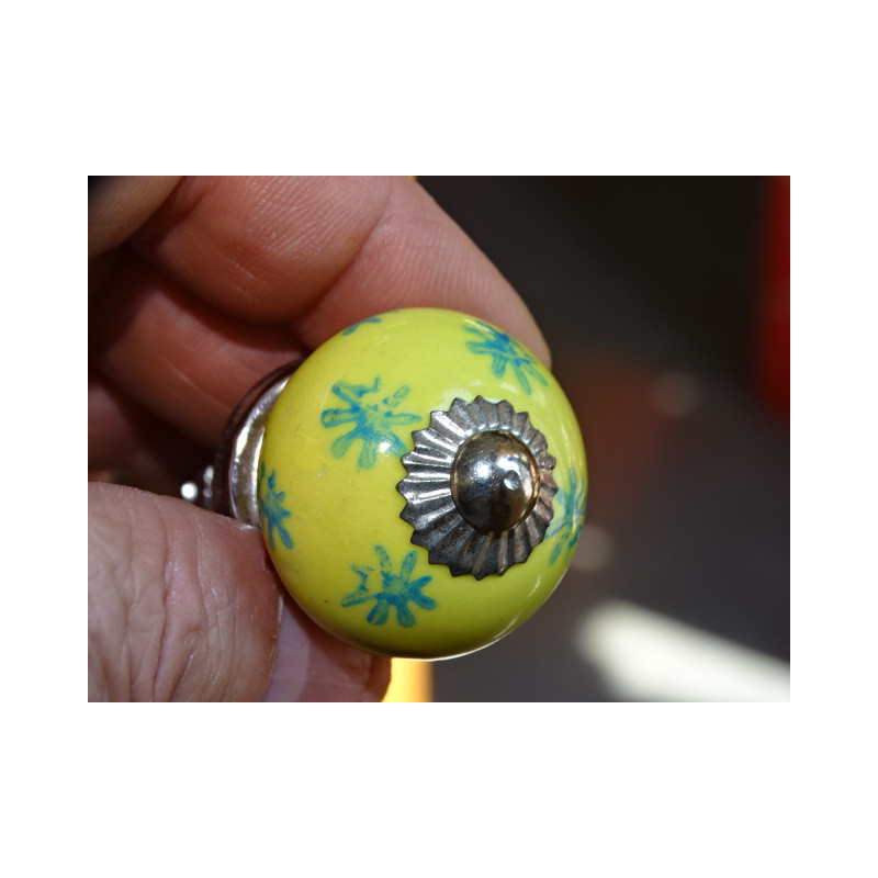 mini bottoni in ceramica gialla e stelle turchesi - argento