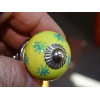 mini buttons in yellow ceramic and turquoise stars - silver