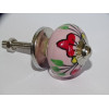 Mini rosa Keramikknöpfe und 3 rote Blumen - silber