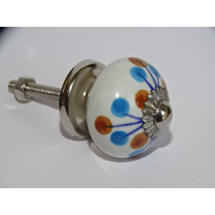 mini boutons en céramique pistiles marron et turquoise - argenté