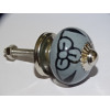 mini bottoni in ceramica grigia e 3 fiori neri - argento