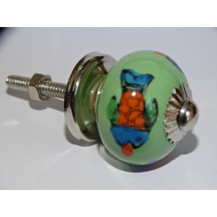 mini boutons en céramique vert et 3 poissons - argenté