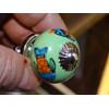 mini boutons en céramique vert et 3 poissons - argenté