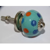 mini botones de cerámica verde con lunares multicolores - plateado