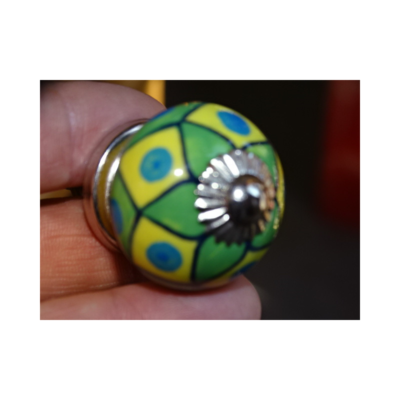 mini bottoni in ceramica diamanti verdi e gialli - argento