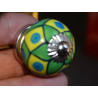 mini bottoni in ceramica diamanti verdi e gialli - argento