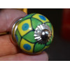 mini bottoni in ceramica diamanti verdi e gialli - argento