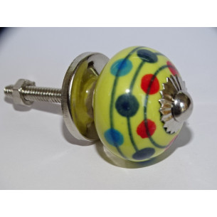 mini bottoni in ceramica gialla e pois multicolori - argento