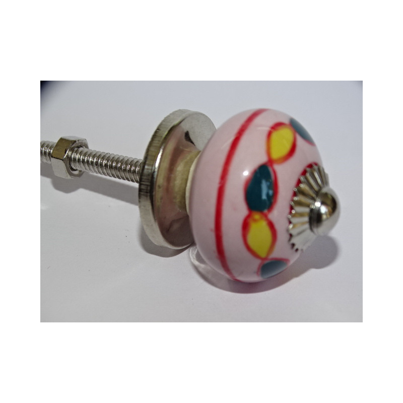 mini buttons in pink and round yellow and emerald ceramic - silver
