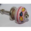 mini buttons in pink and round yellow and emerald ceramic - silver
