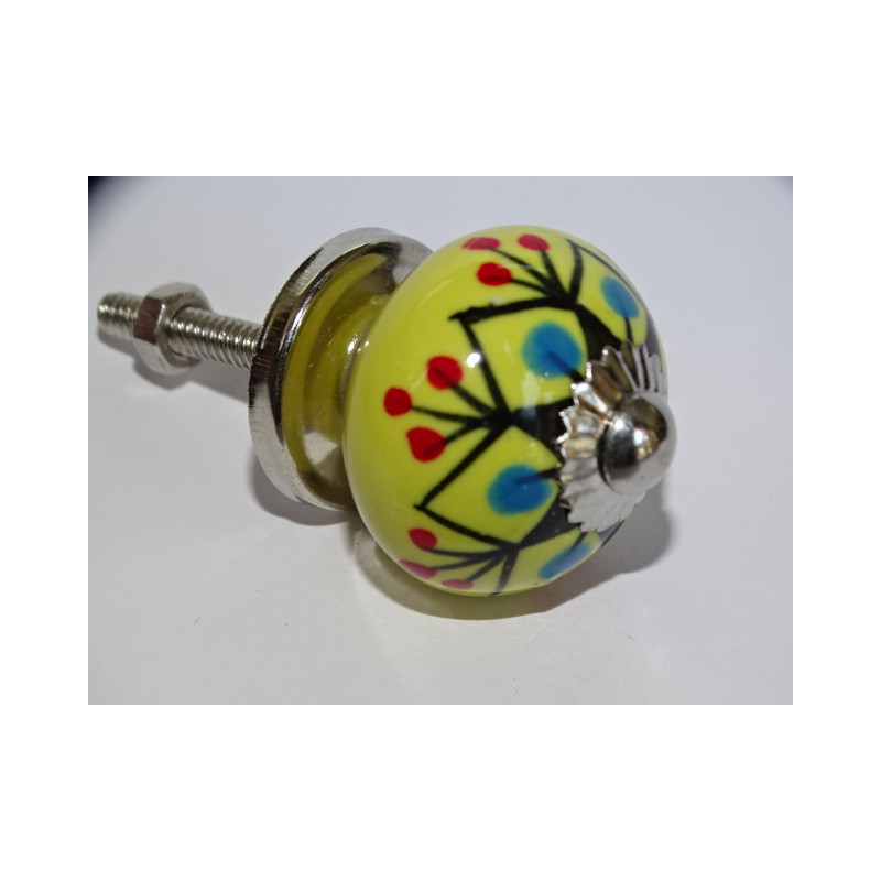mini boutons en céramique jaune et dhalia noire - argenté