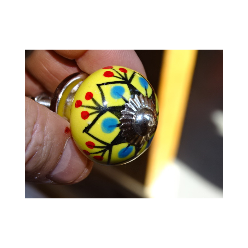 mini bottoni in ceramica gialla e dhalia nera - argento