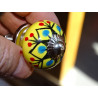 mini boutons en céramique jaune et dhalia noire - argenté