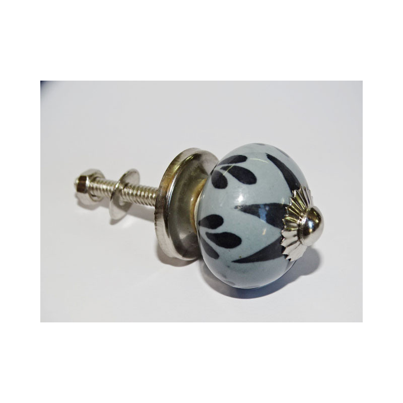 mini bottoni in ceramica grigia e stelle nere - argento