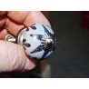 mini boutons en céramique grise et étoiles noires - argenté