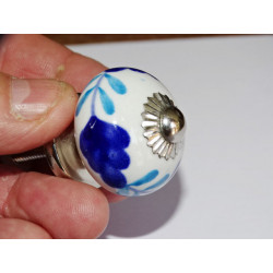 mini botones de cerámica blanca turquesa y ultramar - plata
