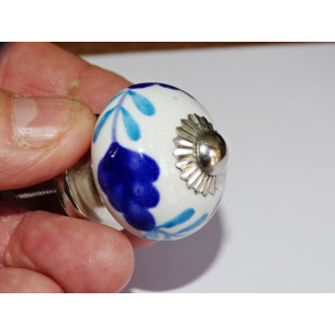 mini buttons in turquoise white and ultramarine ceramic - silver