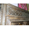 Patinated house door in dark