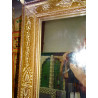 Espejo rectangular crudo y pintura en relieve blanco en 90x60 cm