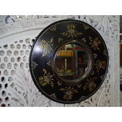 Miroir de diamètre 45 cm peint à la main en relief - 4