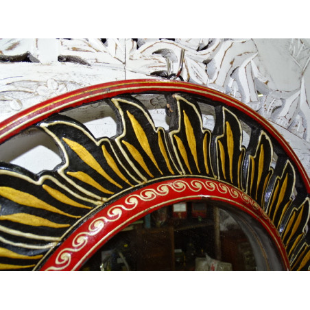 Miroir de diamètre 45 cm peint à la main en relief - 8
