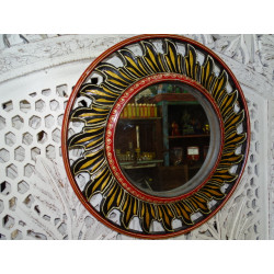 Miroir de diamètre 45 cm peint à la main en relief - 8