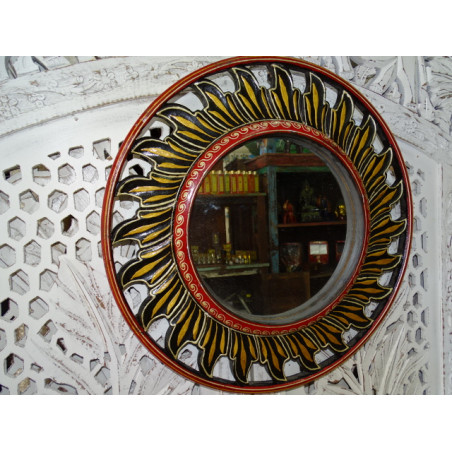 Specchio in rilievo dipinto a mano diametro 45 cm - 8