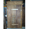Patinated house door in dark with steel fittings