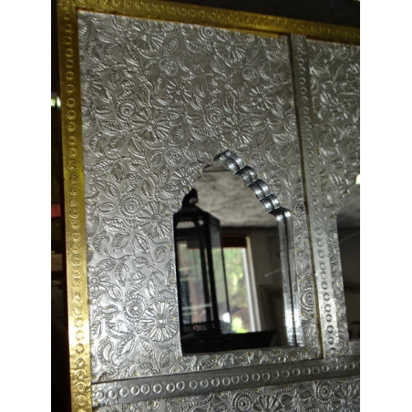 Rechteckiger silberner Spiegel mit 3 Positionen für Fotos 120x60 cm