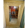 Large mirror carved and patinated in sanded white in 90x120 cm
