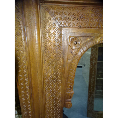Gran espejo tallado JHAROKHA teca patinada 70x10x148 cm