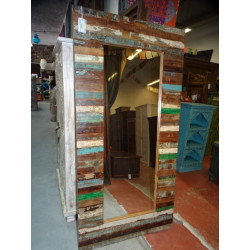Grand miroir rectangulaire en teck recyclé 180x90 cm