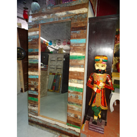 Gran espejo rectangular de teca reciclada 180x90 cm